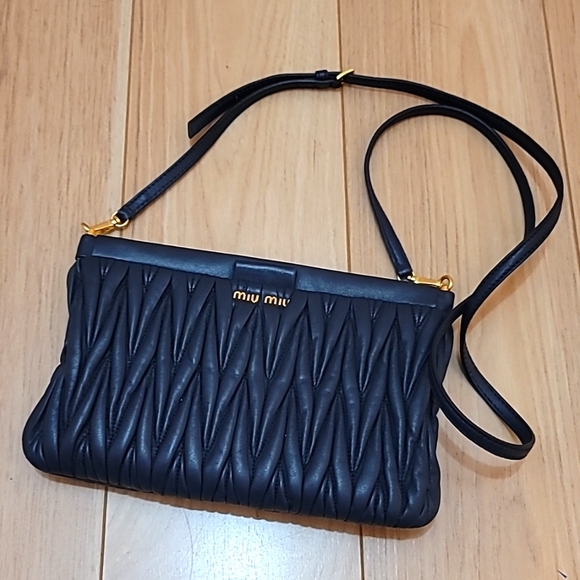 Miu Miu Handbags - ⚡️FLASH SALE⚡️ Miu Miu matelasse crossbody clutch in Navy
